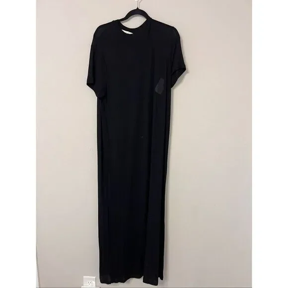 RÓHE Women's Black Short Sleeve Stretch Knit Jersey Maxi Dress Size 38 NWOT - Picture 5 of 11